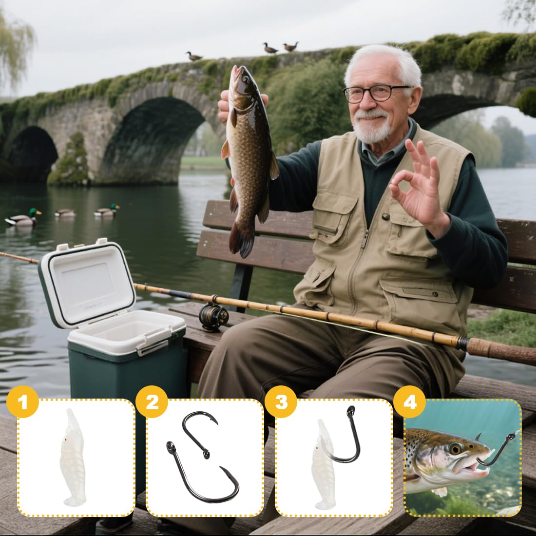 Kit de Pesca de Supervivencia 3 Pack, Compacto Básico con Cebo para Gambas y Accesorios