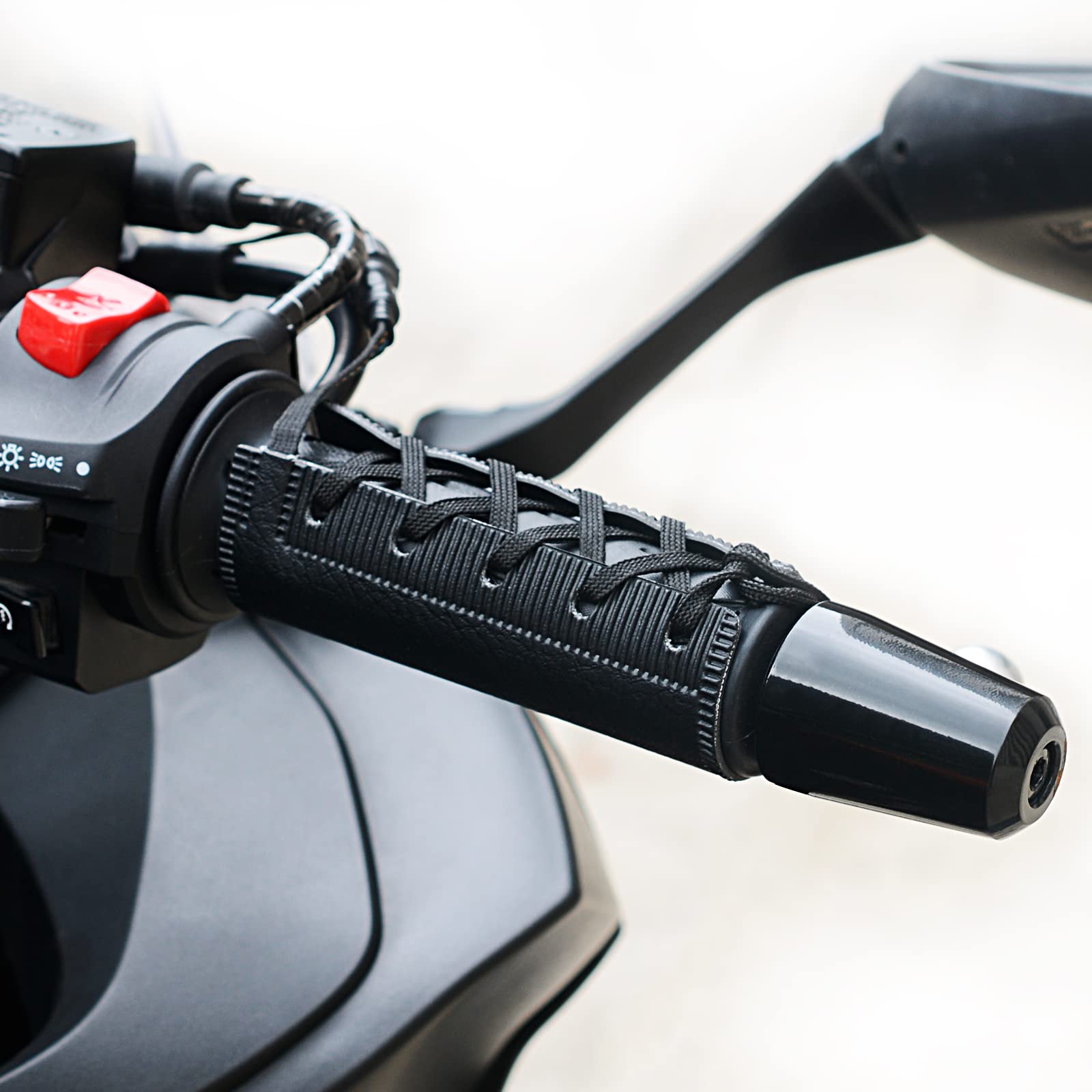 Ogrzewane uchwyty kierownicy motocyklowej USB 5 V z 3-poziomową regulacją temperatury, antypoślizgowe ogrzewacze rąk z PCW, z wodoodpornym przełącznikiem, paskami, Plug-and-Play, do motocykli