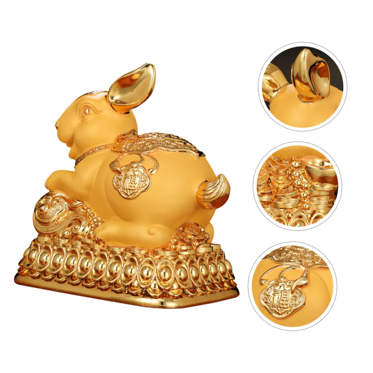 HEMOTON Forme De Lapin Doré Économiseur De Résine pour Décoration De Bureau Et Maison Objet De Collection Chinois pour