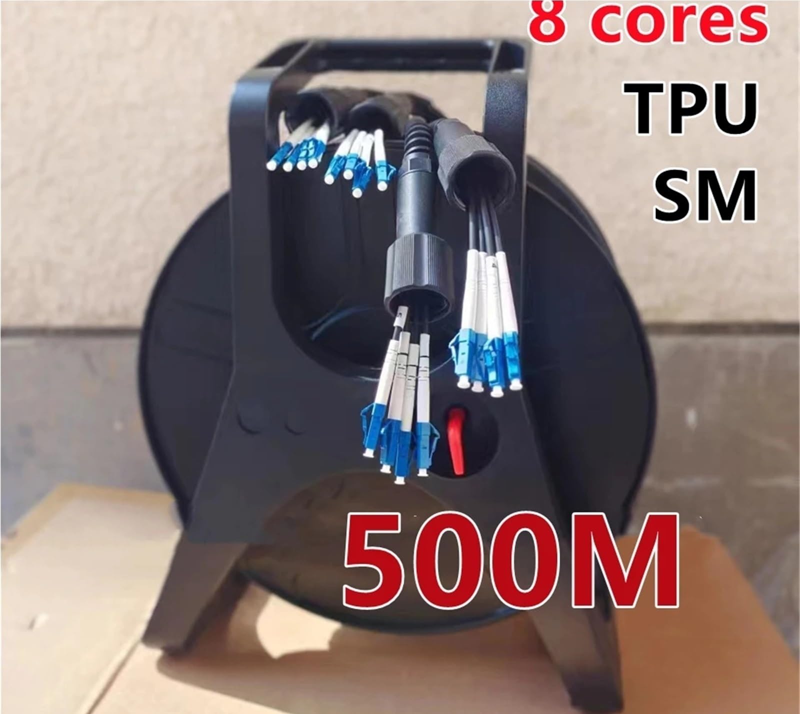 Patchcord in Fibra Ottica corazzata TPU LC-LC 8C da 500 m con Bobina a Tamburo PCD380 8 Core SM LSZH 5 mm monomodale Impermeabile for Esterni(500m LSZH FC-FC)