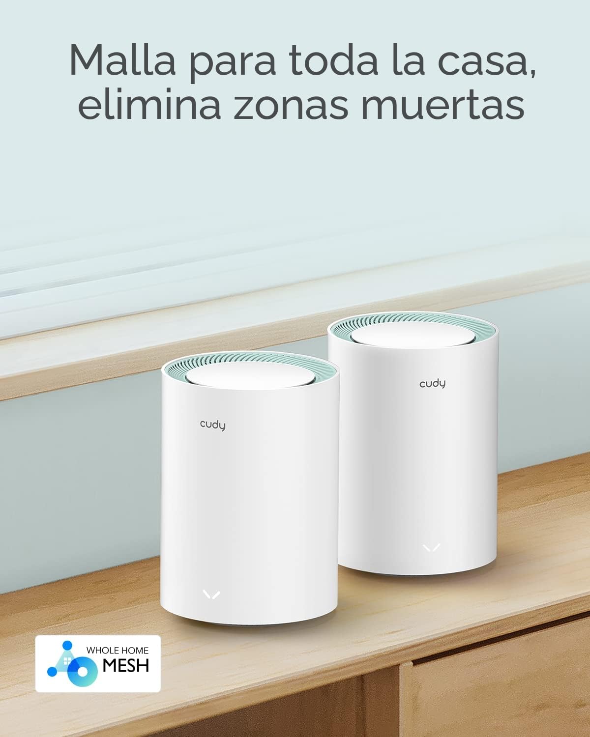 Cudy AC1200 Gigabit Sistema WiFi de Malla Completa, Banda Dual, Extensor WiFi, Puertos Gigabit, Antenas de Alta Ganancia, VPN, Cloudflare, Conecta hasta 100 Dispositivos, M1300 2 Paquete