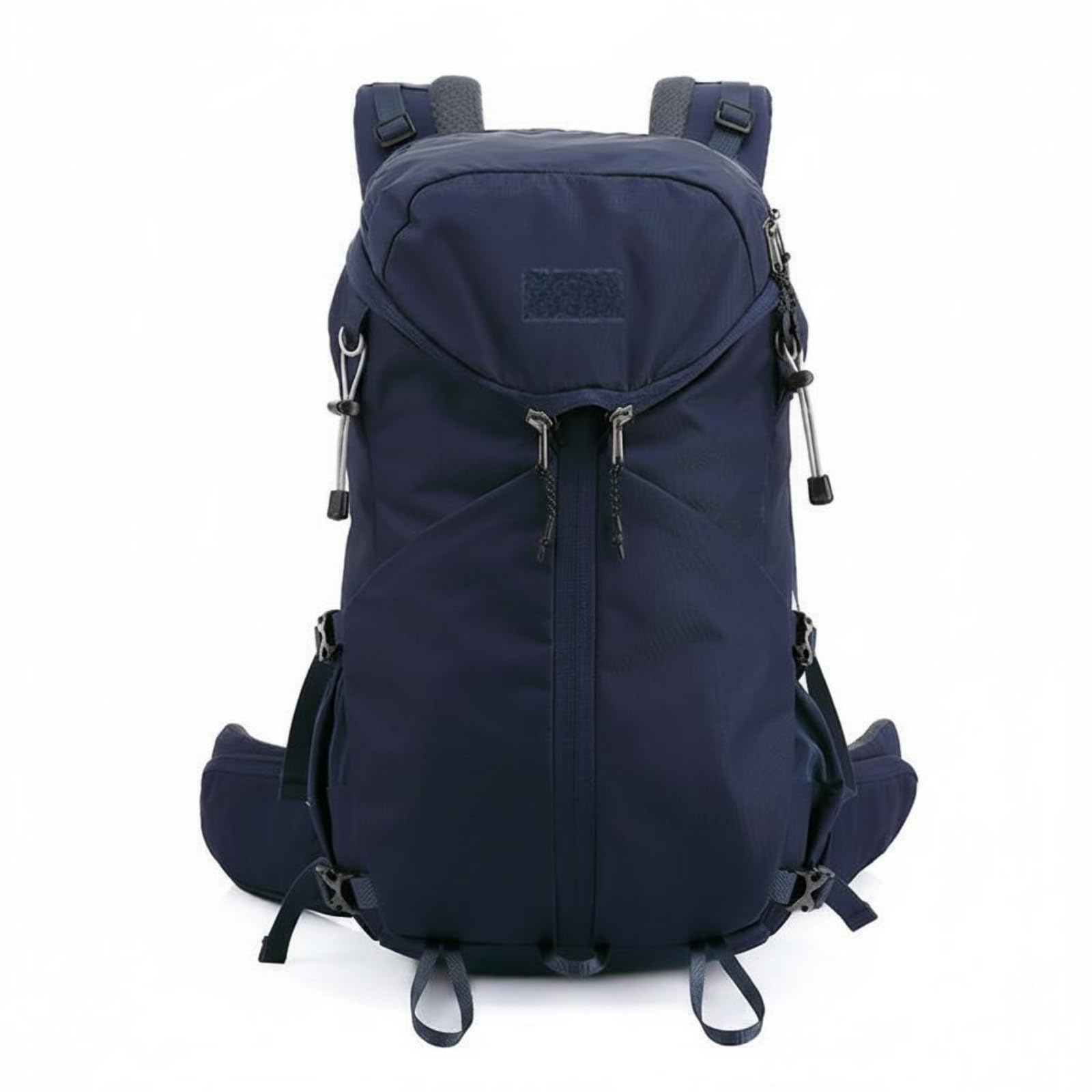 Padded Straps Hiking Backpack Zippered Compartment Travel Backpack Side Pockets Outdoor Bag Curved Top Flap, Royal Blue-image-30