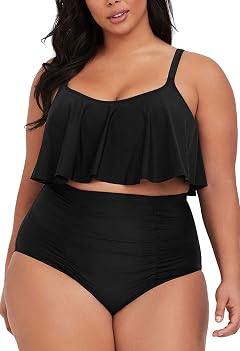 Sovoyontee Womens 2 Piece Plus Size High Waisted Swimsuit Bathing Suit