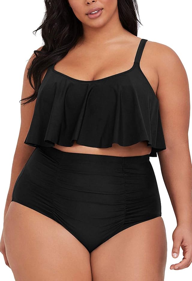 Sovoyontee Womens 2 Piece Plus Size High Waisted Swimsuit Bathing Suit