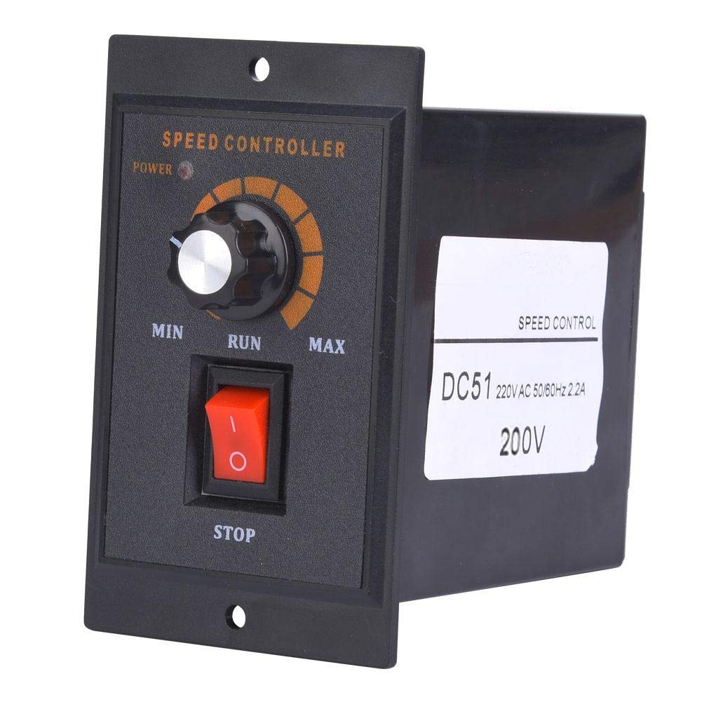 Fyearfly Motor Speed Controller, Dc-51 DC Motor Regulator Permanent Magnet Controller 0-120W 2.2A Direct Rotation CW Panel Mounted, Input Voltage AC 220V(Output 0-200V DC)