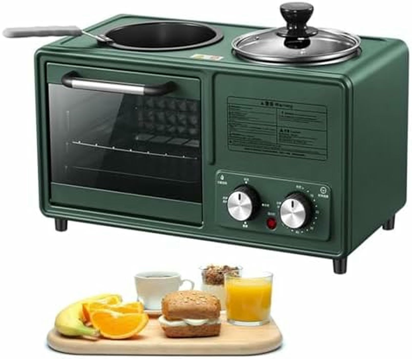 Colazione Maker Station 4 in 1 con pentola e zona cottura, padella antiaderente, doppio controllo della temperatura per una cottura versatile