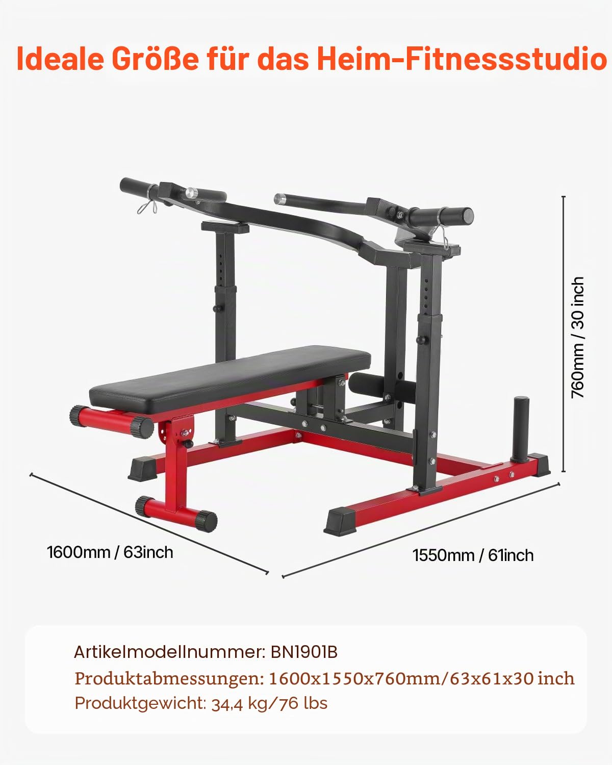 VEVOR Brustpresse, 204 kg belastbares Bankdrückset, verstellbare Flache Schrägbank mit unabhängigen konvergierenden Armen, obere Brust-Ausrüstung, Heim-Fitnessgerät für Brust Bauchmuskeltraining