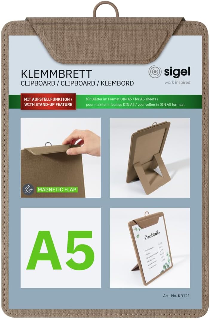 SIGEL KB121 Menu Clipboard 1 Piece A5 Beige