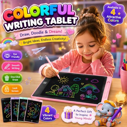 Image of Vikrida LCD Writing Tablet Doodle Board for Kids - 11 Inch Colorful LCD Writing Board, Electronic Writing Tablet, Erasable Drawing Pad, Reusable Writing Pad for Learning & Drawing Toys for Kids