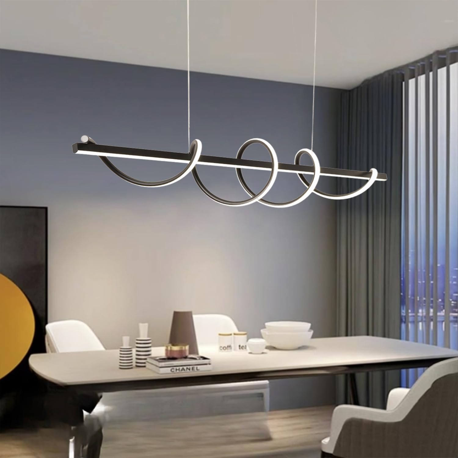 Lampara Techo Colgante LED Regulable, Araña Moderna Diseño Serpentine Twist Creativo, Luz Cocina Techo Luces Techo Salon para Dormitorio Pasillo Decor Iluminación L100cm