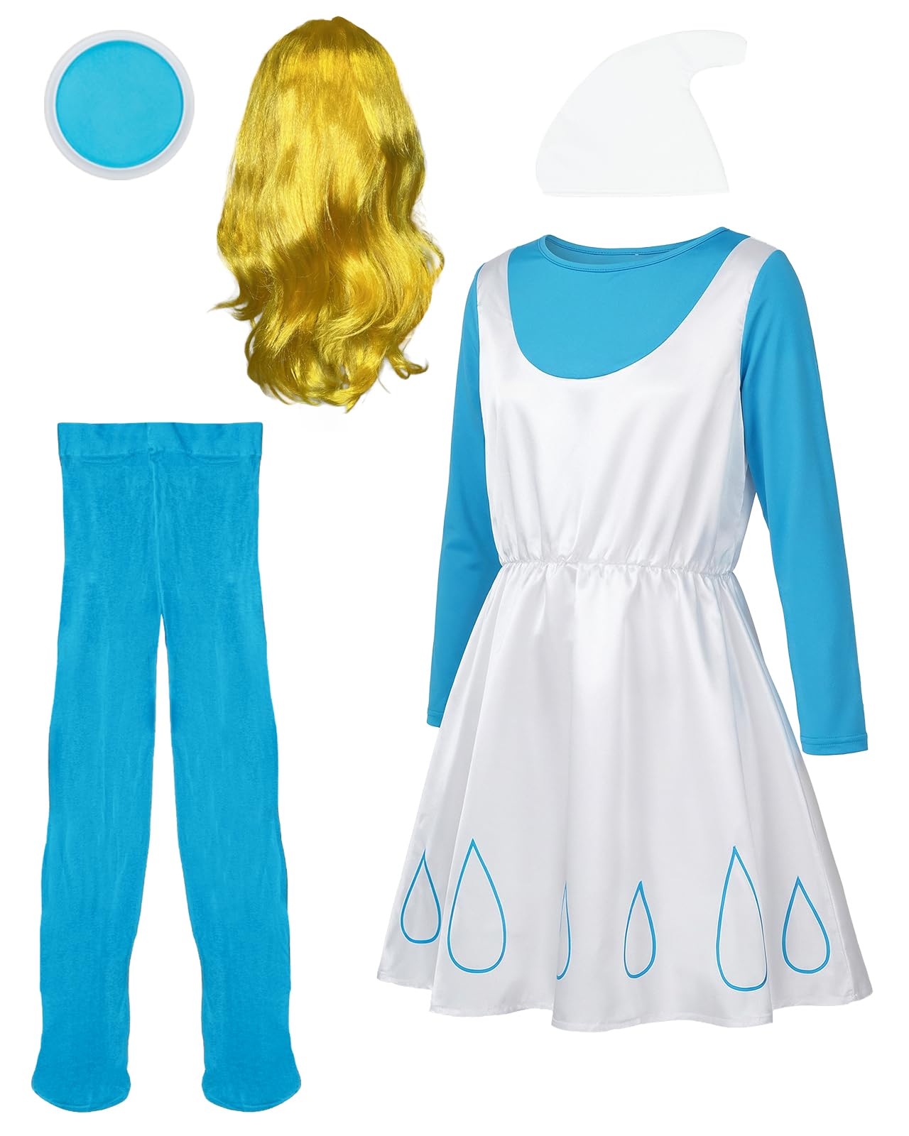 Funidelia | Disfraz de Pitufina con accesorios para mujer The Smurfs & Dibujos Animados - Disfraz para adultos y divertidos accesorios para Fiestas, Carnaval y Halloween - Talla S