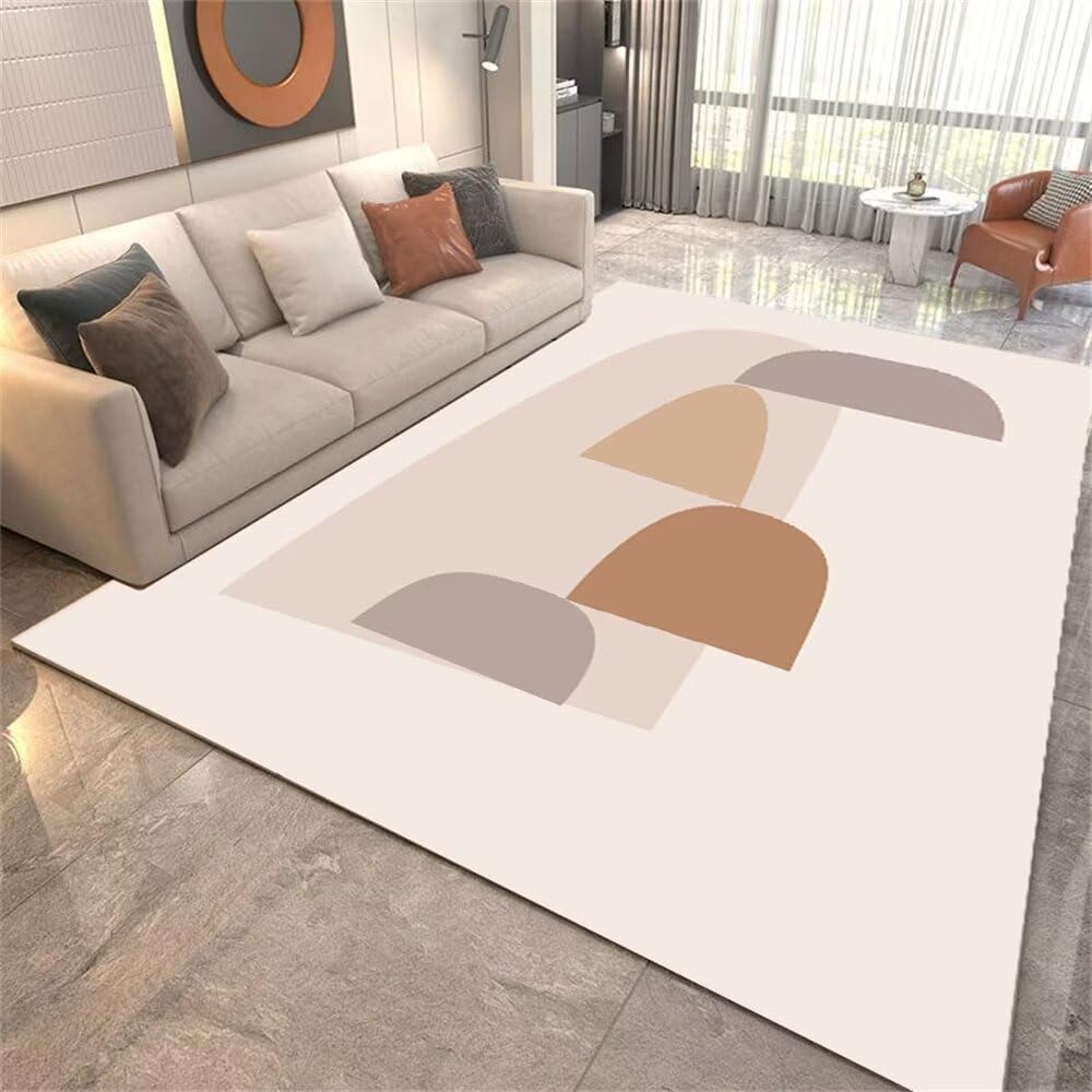 Tapis gris motif semi-circulaire lavable et facile à entretenir