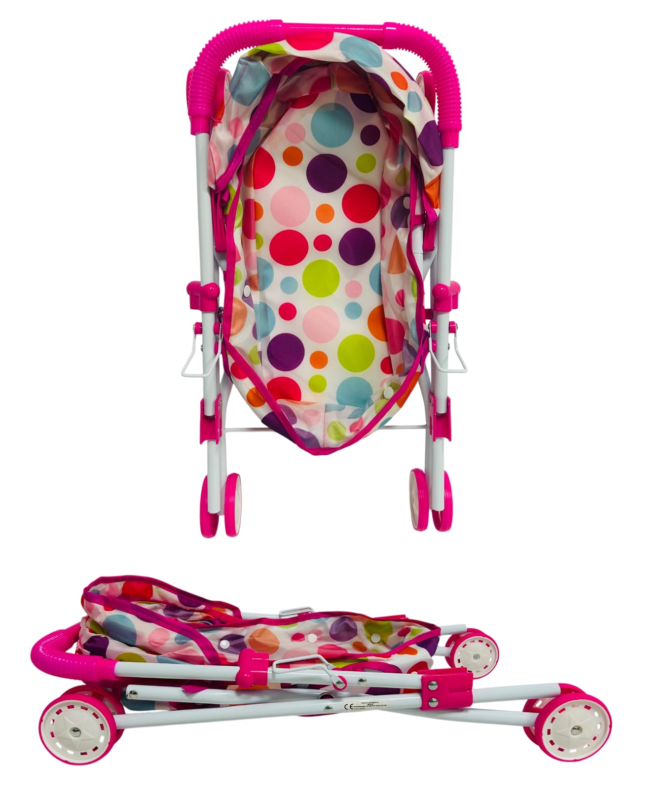 Puppenwagen mit faltbarem Verdeck Metall Kunststoff Faltbarer Kinderwagen für Mädchen Spielzeug Mädchen Kinderwagen für Puppen Kinderwagen Kinderwagen (CARROZZINAMETAL)