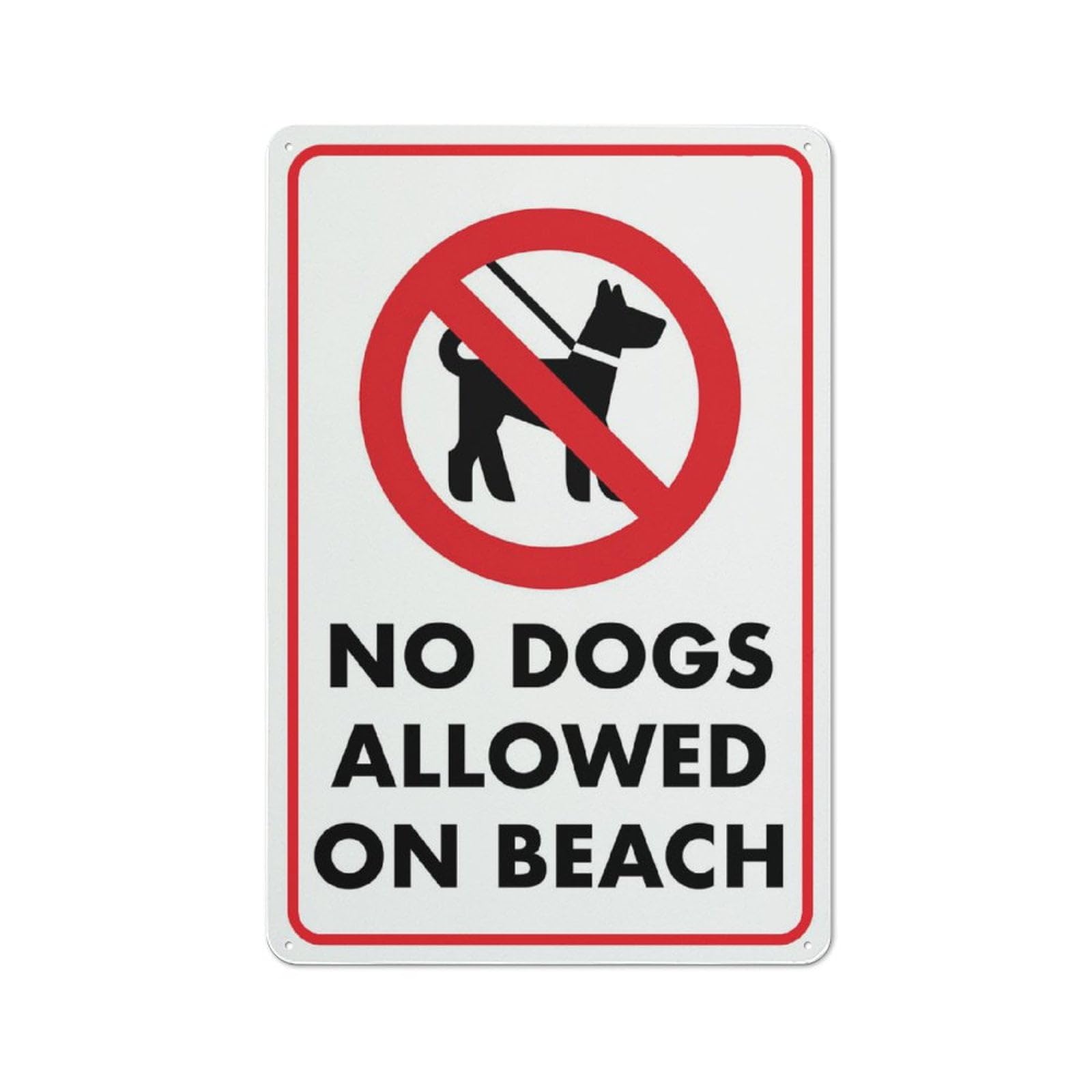 peiyeety No Dogs Allowed On Beach Sign Outdoor Metal Sign - 12x16 Inches Metal Signs for Business, Workplace, Office, Home, Delivery Signs, Road Signs, Garden Signs