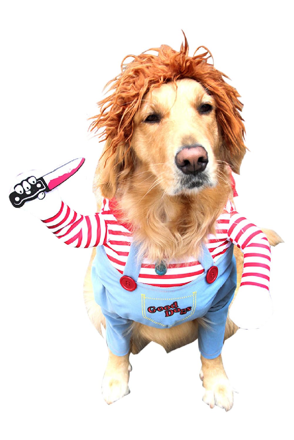 Chucky Disfraz de Mascota Chucky Muñeca Disfraz de Cosplay para Gato y Perro Traje para Mascota Decoración de Gato Mascotas Halloween Navidad,S