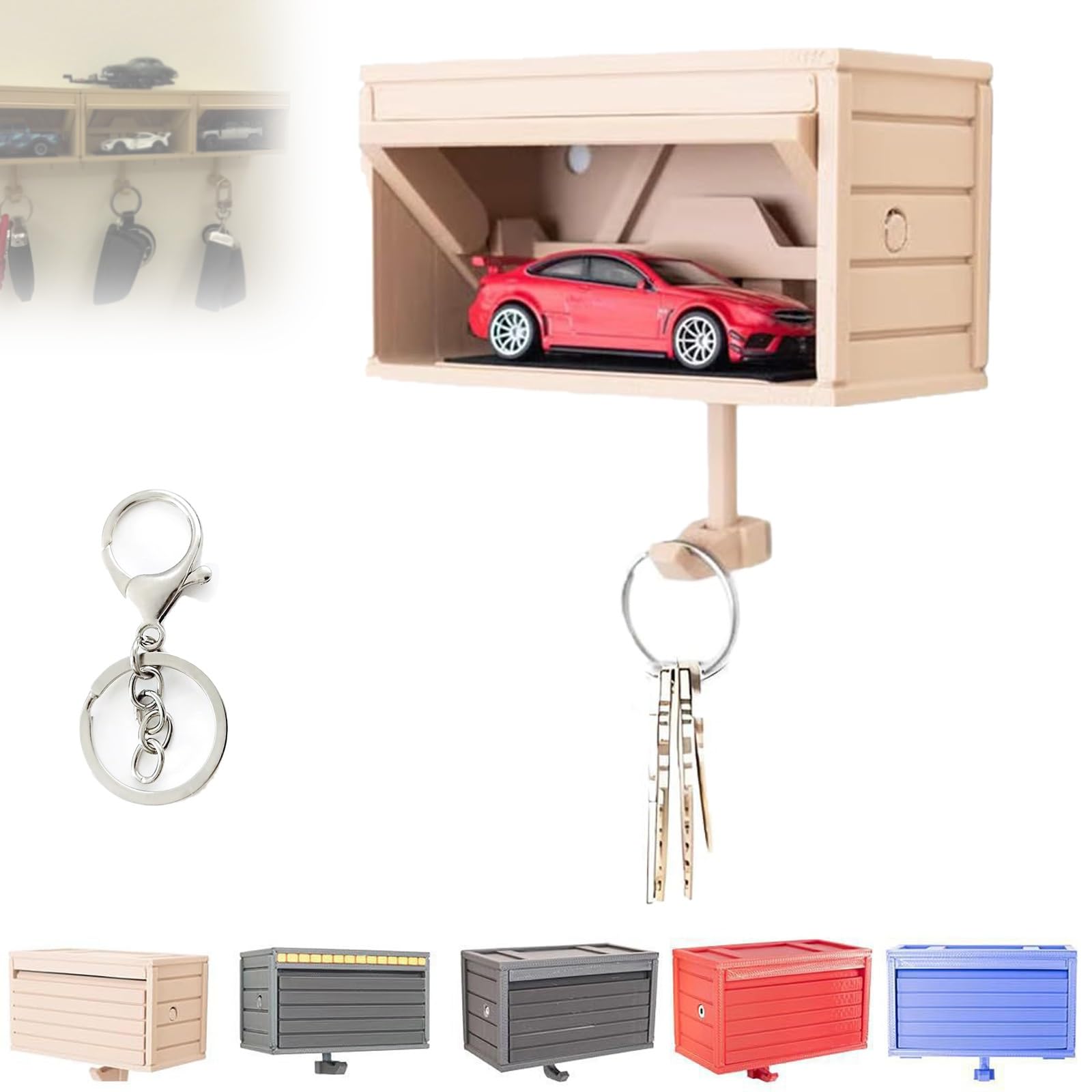 Amazon｜Liangchaochen 車用ガレージキーホルダー 開閉ドア付き 壁用