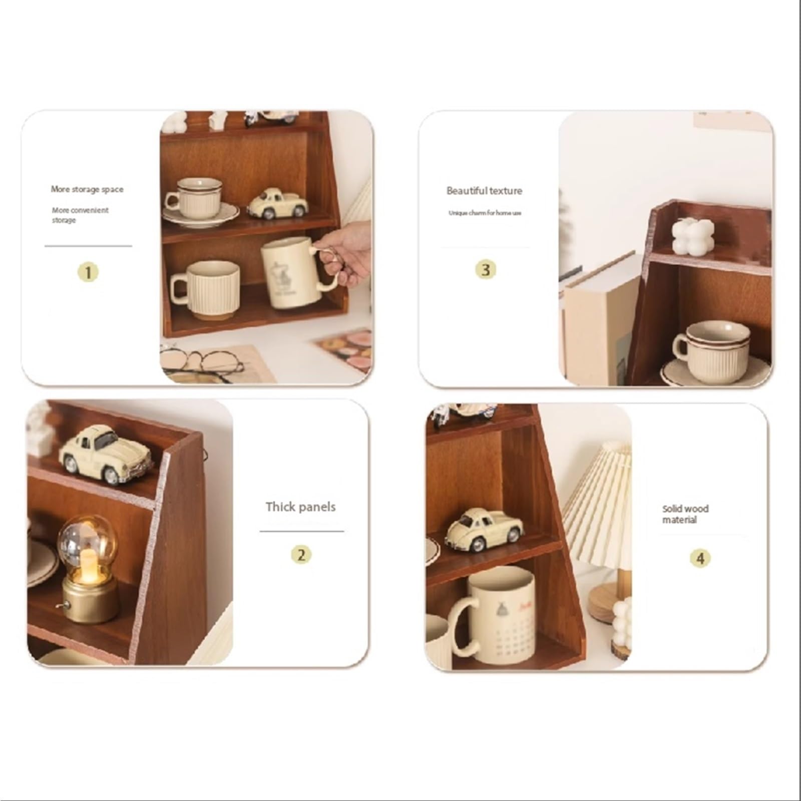 Para el coche Escritorio de oficina madera maciza, estante almacenamiento for tazas té tres capas, portavasos escritorio Ajuste