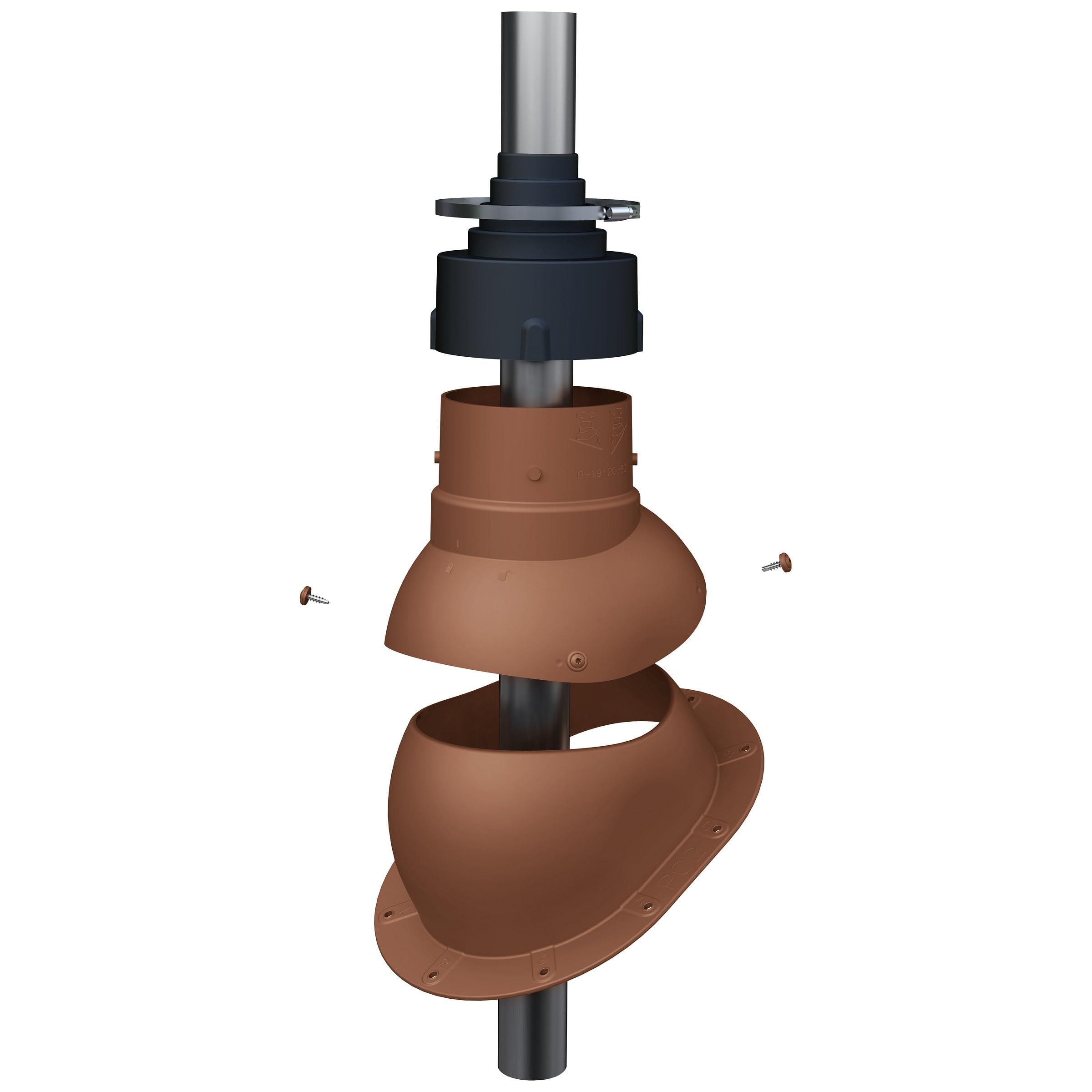 Cubierta para mástiles Ø19–90 mm Cobert Rubin 13V para Antena de TV satélite pararrayos comunicación Paso de Cubierta con Junta EPDM (RAL 8004 - Rojo Ladrillo)