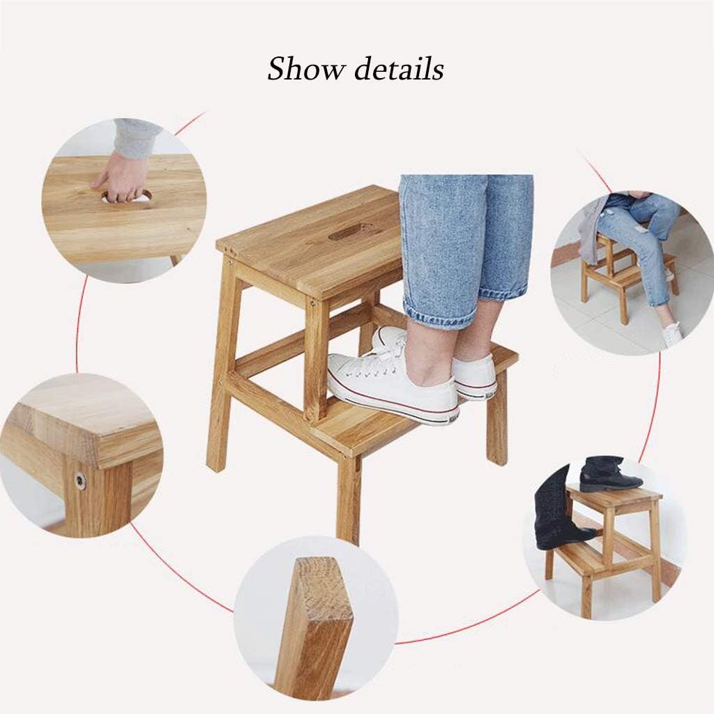 Portable Shoe Bench Household Two Stage Step Ladder Stool Multifunction Flower Rack/Storage Shelf Stairs Chair Easy to Store 42x34x46.5cm
