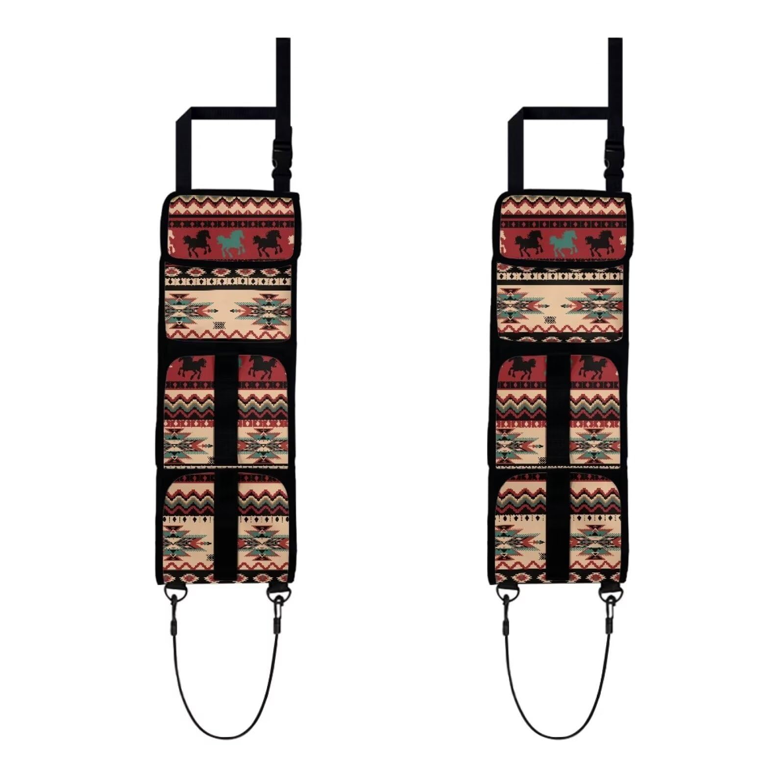 Dreaweet Aztec Ethnic Tribal Horse Pattern Gun Rack for Truck SUV Pickup,Car Front Seat Back Gun Storage Bag Holder Organizer for Hunting Rifle Shotgun - 2 Pcs