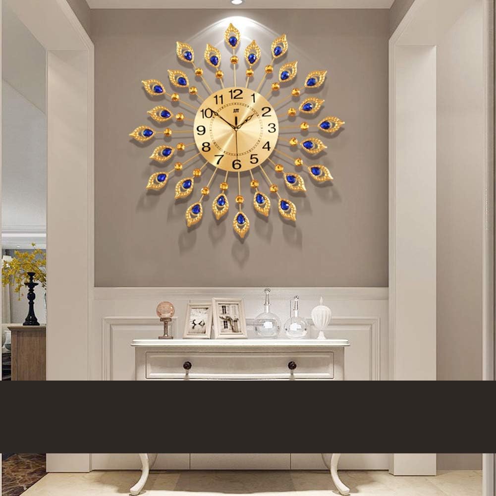 MYUYEE Large Wall Clock, Metal 3D Decorative Silent Clock for Living Room, Kitchen, Offi - Modern Design Wall Watch for Home Decoration,B (D)