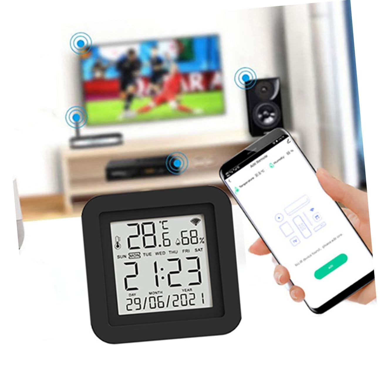 Levemolo Igrometro Digitale USB per Casa con Monitor Temperatura e Umidità Precisione Elevata Compatto e Portatile Adatto per Ufficio Cucina Camera e Spazi Interni