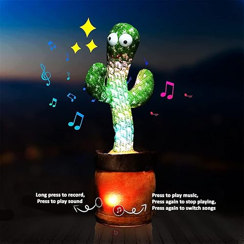 Miniatura 6 de Juguetes de cactus parlante para bebés, juguetes de cactus bailarines que pueden cantar, retorcerse y cantar, grabar, repetir lo que dices,