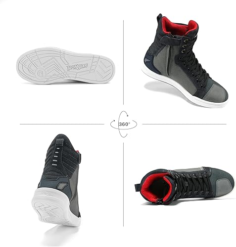 Miniatura 8 de BORLENI Botas de motocicleta para equitación en la calle, zapatos antideslizantes para senderismo al aire libre, zapatos de trabajo para hombre