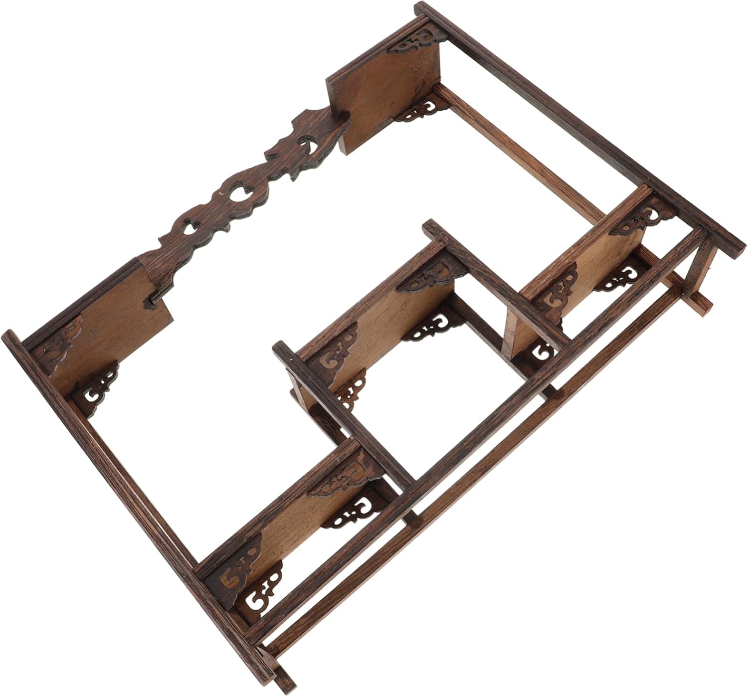 Wooden Display Stand for Antiques and Collectibles Stable Shelf for Home Decor Versatile Wooden Crafts Organizer for Figurines and Flower Pots