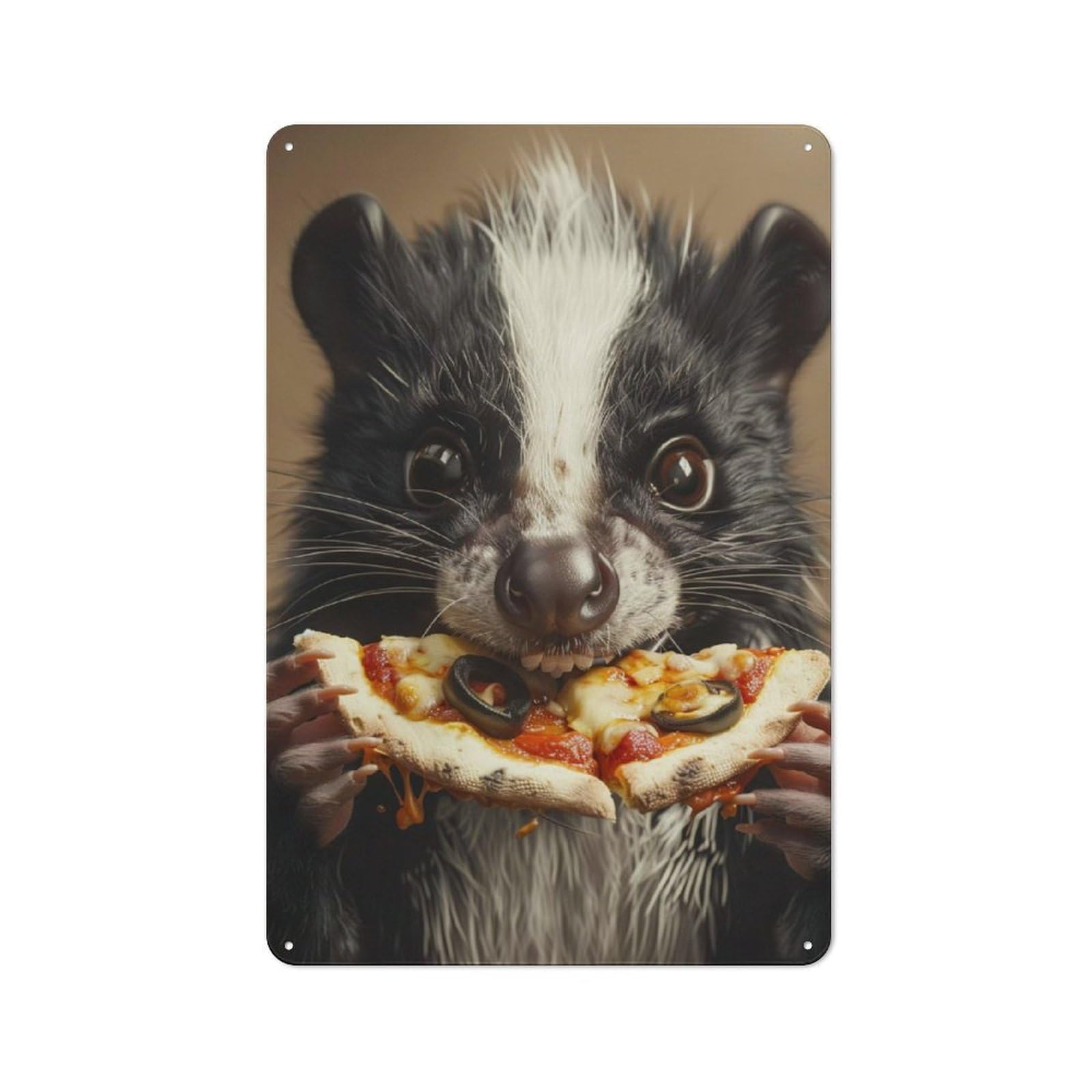 Junmoney Skunk Pizza Vintage Tin Sign With Design 30X20cm, Nostalgic Nostalgic Wall Art For Living Room, Hallway, Kitchen Or Cafe
