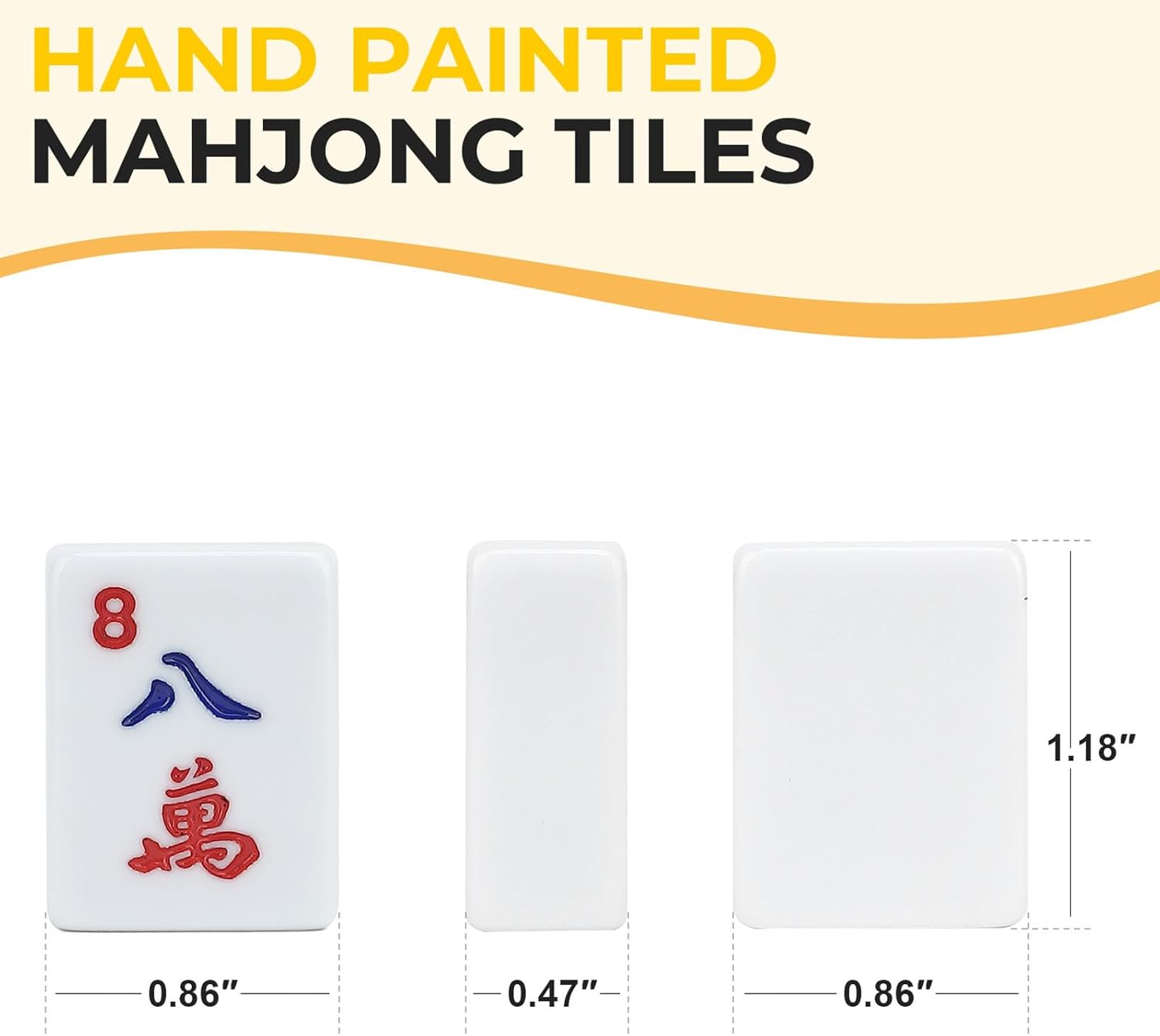 Mahjong Tile Set,166 White Tiles Mahjong Set,4PCS Mahjong Racks with Pushers,Travel Mahjong Set with Flower Carrying Bag