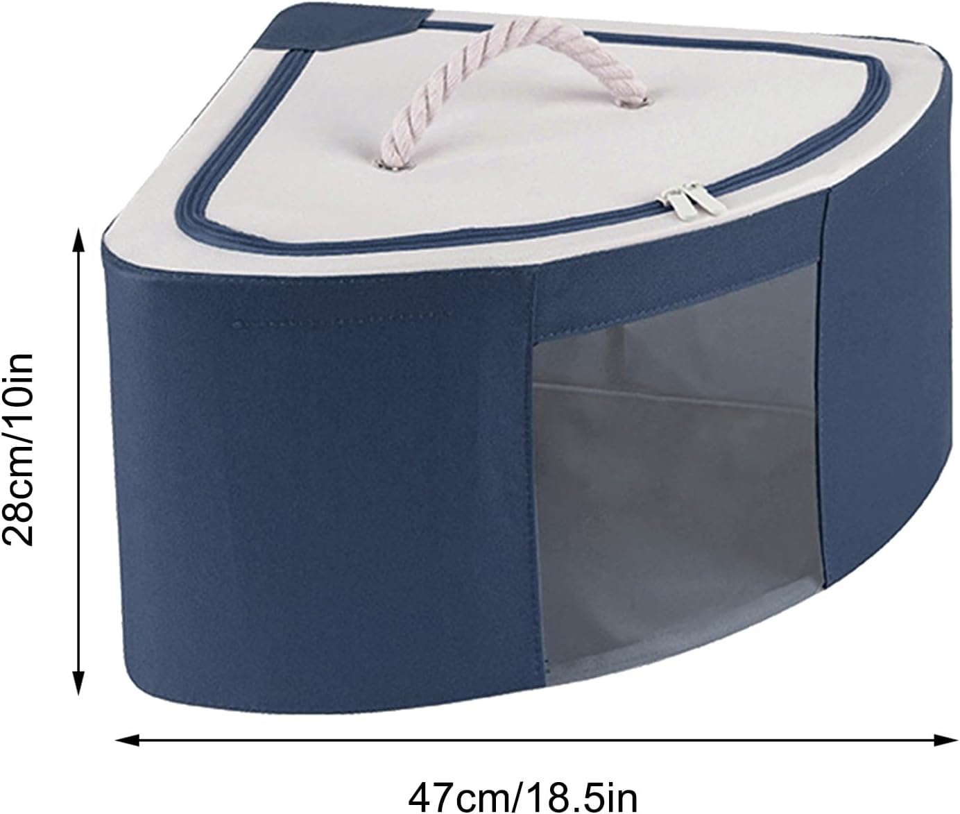 2PCS Oxford Cloth Fan Corner Storage Box,Foldable Storage Bins with Lid,Corner Fabric Storage Organizer,Space Saving Corner Storage Container for Closet Bedroom(Navy Blue-L)