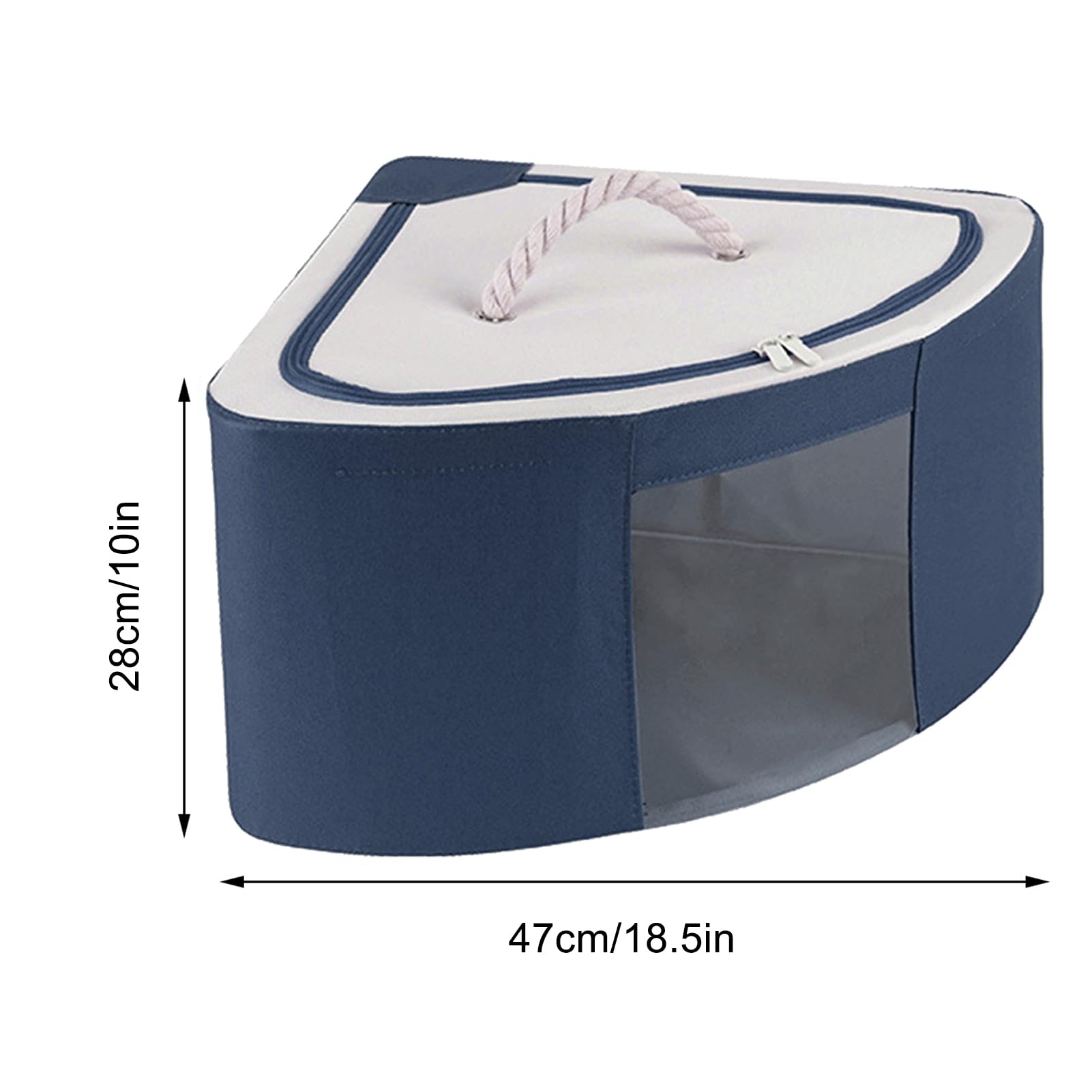 2 Stück Dreieckige Aufbewahrungstasche aus Oxford-Stoff für Platzsparende Aufbewahrung, Perfekter Eck-Organizer, Faltbare Aufbewahrungsbox mit Deckel für Badezimmer, Kommode,(47×28cm/Marineblau)