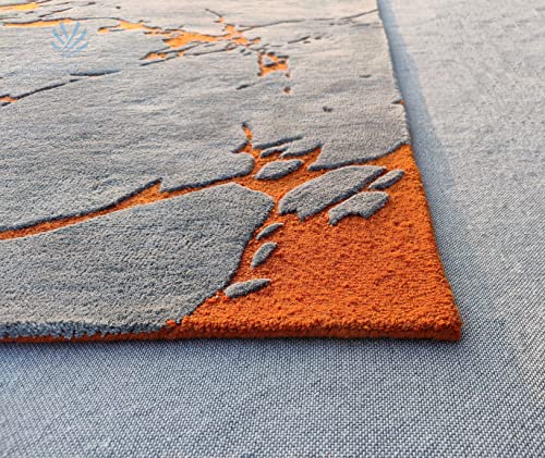 Image of Cracks Carpet for Living Room Size 5x7 Feet (150x210 cm) Color Grey Orange