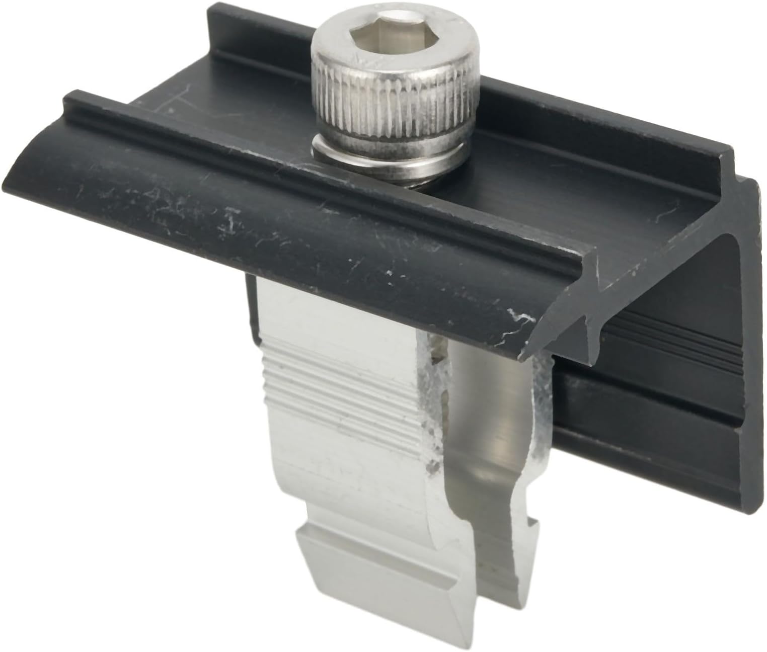 Middle and End Clamp for Solar Panels, Stainless Steel and Zinc Alloy, Fast Solar PV Module Fastening Compatible with Frame Heights 30 50mm, Suitable for Multiple Scenarios (End clip black)