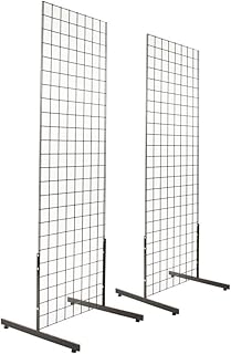 2' x 6' Gridwall Panel Tower with T-Base Floorstanding Display Kit, 2-Pack Black