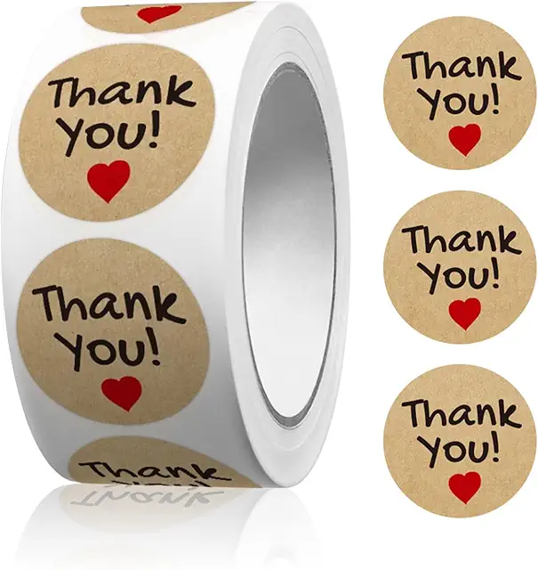 500 Stk Danke Sticker Rund - Selbstklebend für Geschenkverpackung & Deko
