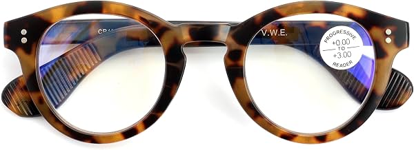 Lentes de lectura progresivos redondos - Claros con cero aumento en la parte superior - Sin burbuja ni línea - Anti luz azul Lector CR19