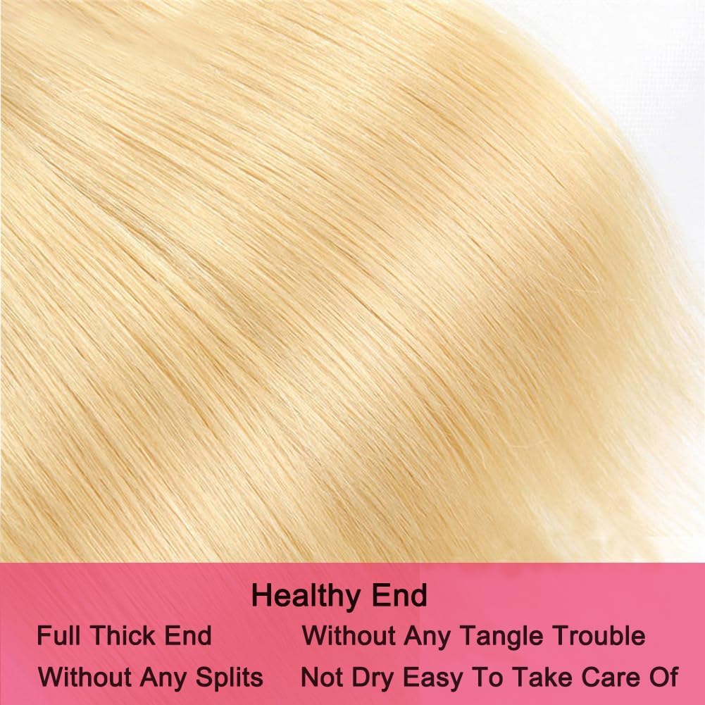 613 Blonde Human Hair Bundles Blonde Straight Bundles 28 30 32 Inch 300g Unprocessed Brazilian Virgin Human Hair Extensions Color 613 Bundle