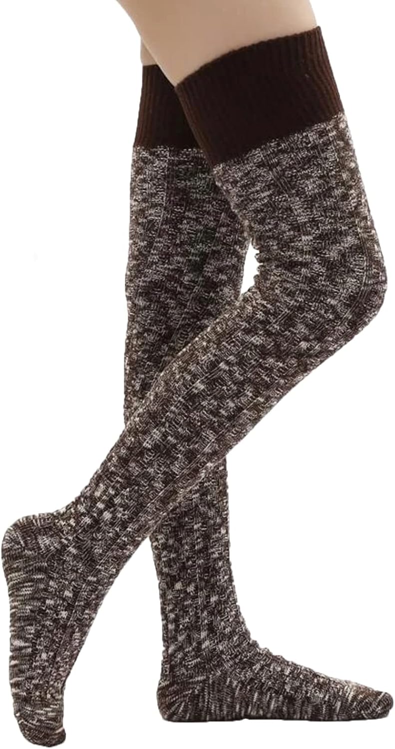 HYTENSUN Women's Thigh High Knitted Winter Boot Socks Vintage Extra Long Leg Warmer Over Knee High Stockings