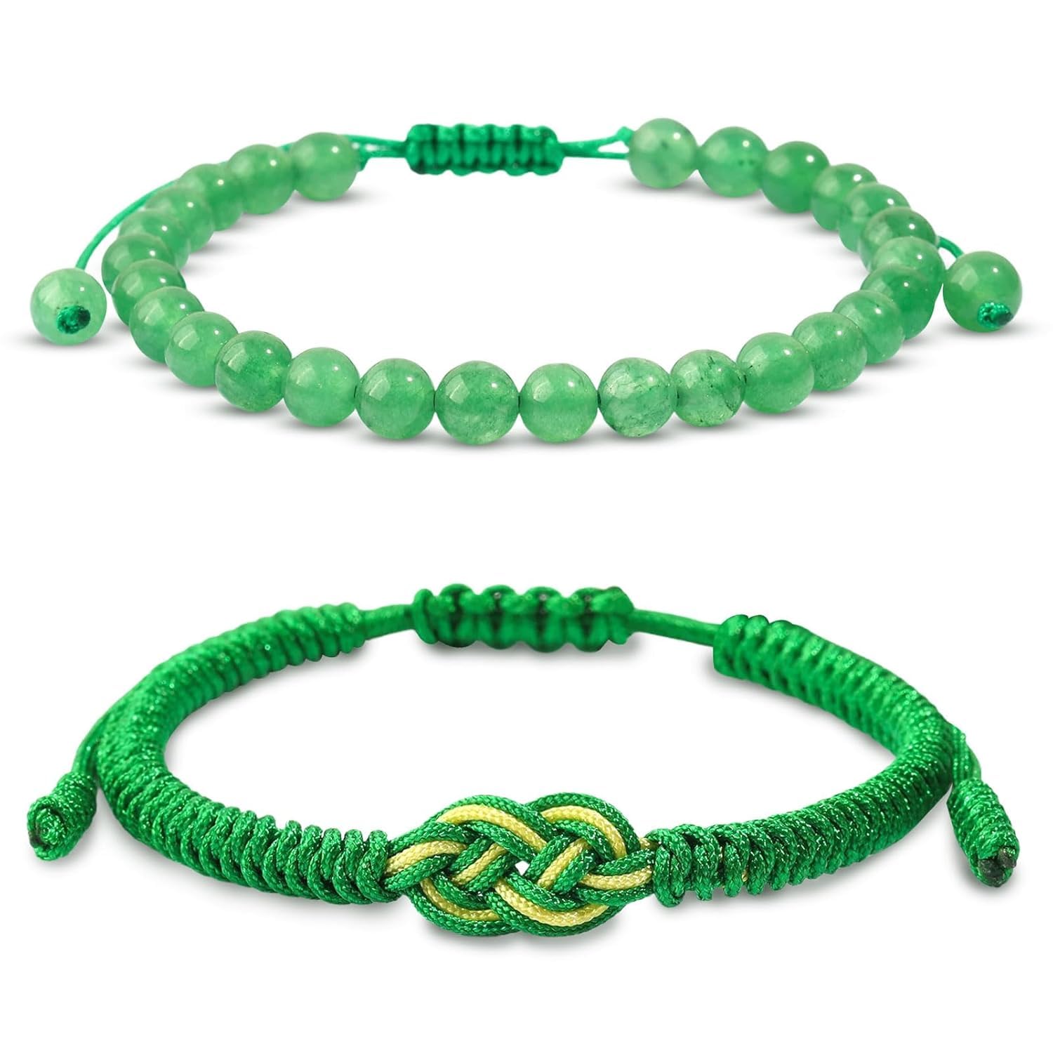 8mm Natural Jade Beads Braided Bracelets for Women Men, Adjustable Infinity Love Multicolor Lucky Bracelets, Luck and Protection Jewelry for Families Couples Friends (Jade)