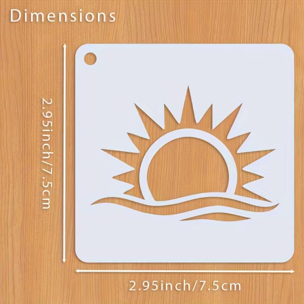 16-Pack Celestial Stencils for Painting on Wood - Reusable 3 Inch Sun, Moon & Stars PET Templates for Wall Art, DIY Crafts, Baking & Night Sky Decor