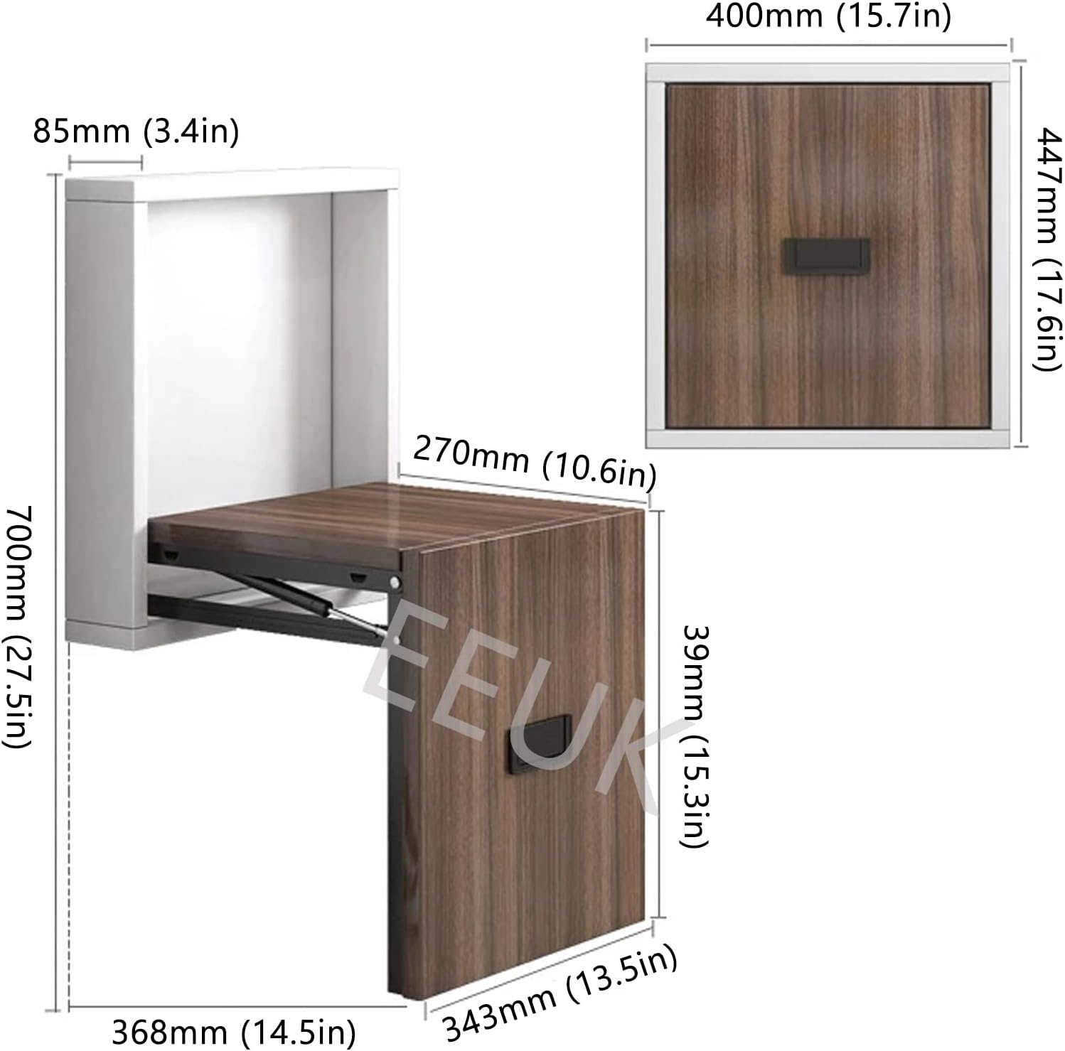 Teak Wood Folding Shower Seat Bench, Foldable Wall Mounted Seat, Folding Shower Stool/White Walnut