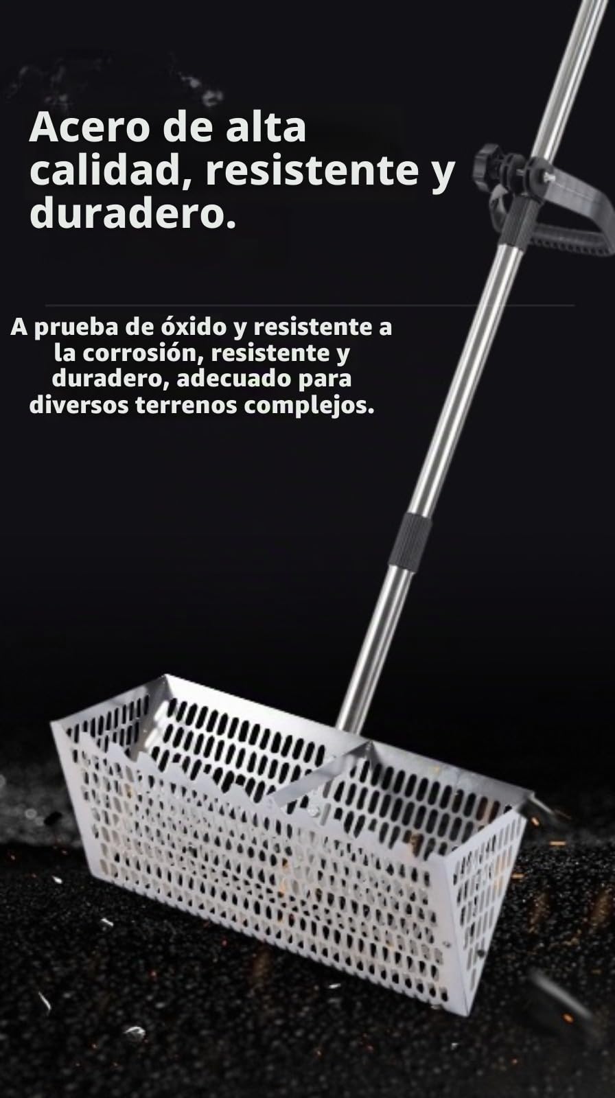 Rastrillo de Arena de Playa, rastrillo de Acero al Carbono para pulgas de Arena, colador de Arena con Cesta Trapezoidal Plegable para Conchas de mar, pulgas de Arena, cangrejos,el tamiz Viene con