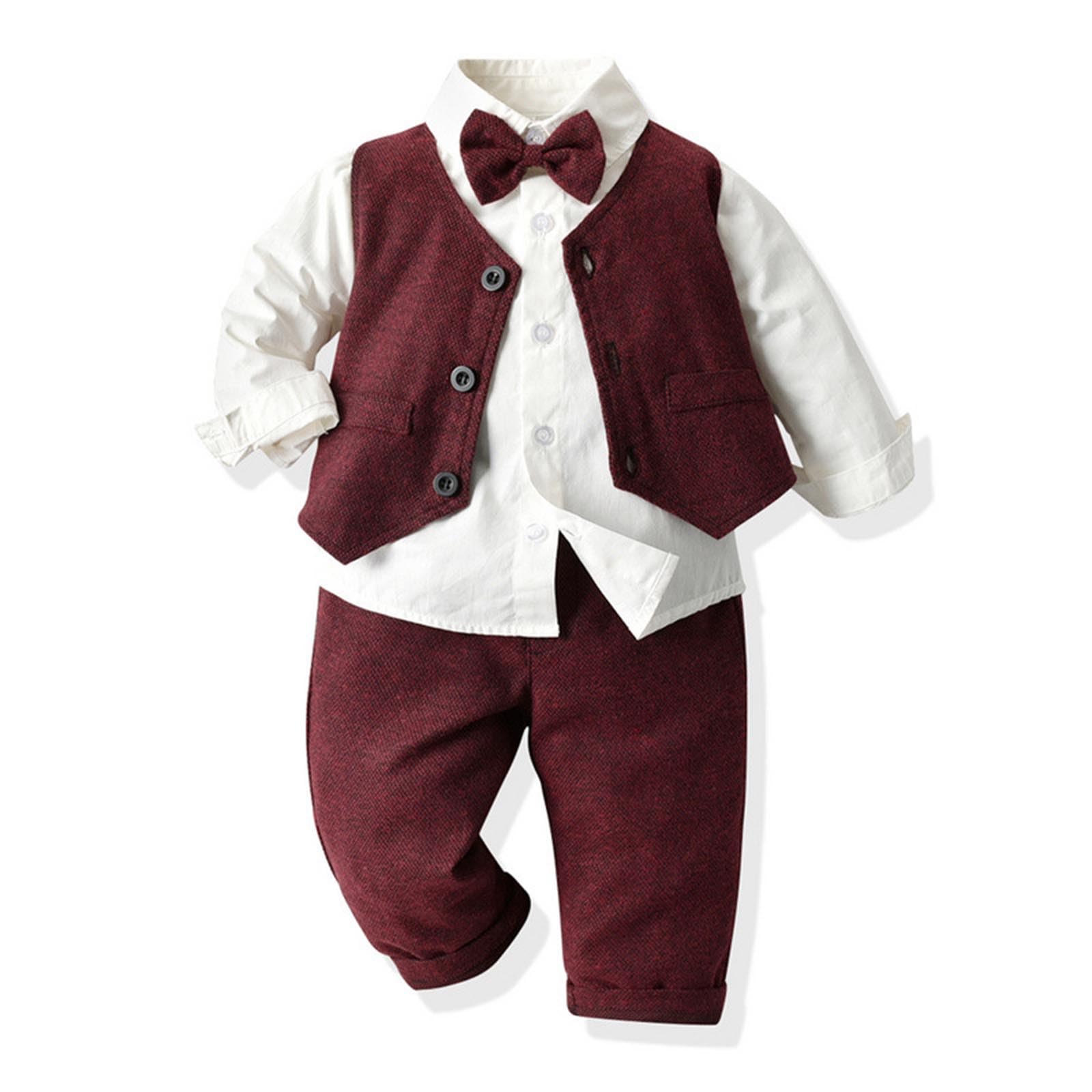 Generico Completo Formale per Bambini, Elegante Gilet, Papillon, Camicia a Maniche Lunghe e Pantaloni, per Feste e Matrimoni