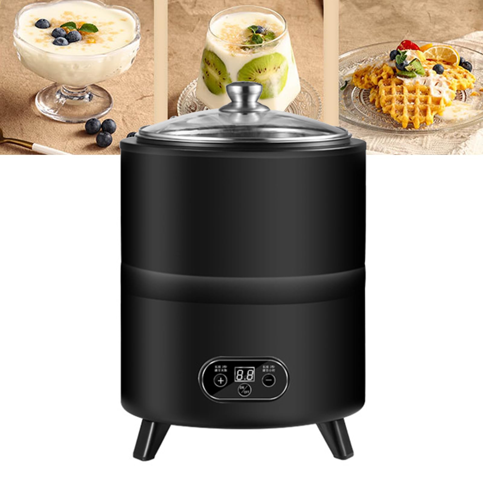 YXZYFPP Yogurt Machine, 8L Stainless Steel Greek Yogurt Maker with Timing & Temperature Control for Homemade Yogurt and Fermentation (Black 12L)