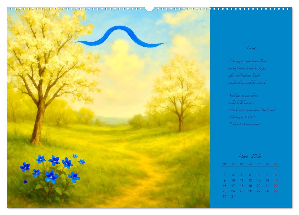 Gedichte. Die berühmtesten deutschsprachigen Verse (hochwertiger Premium Wandkalender 2026 DIN A2 quer), Kunstdruck in Hochglanz: Poetische Meisterwerke der deutschen Lyrik (CALVENDO Kunst)