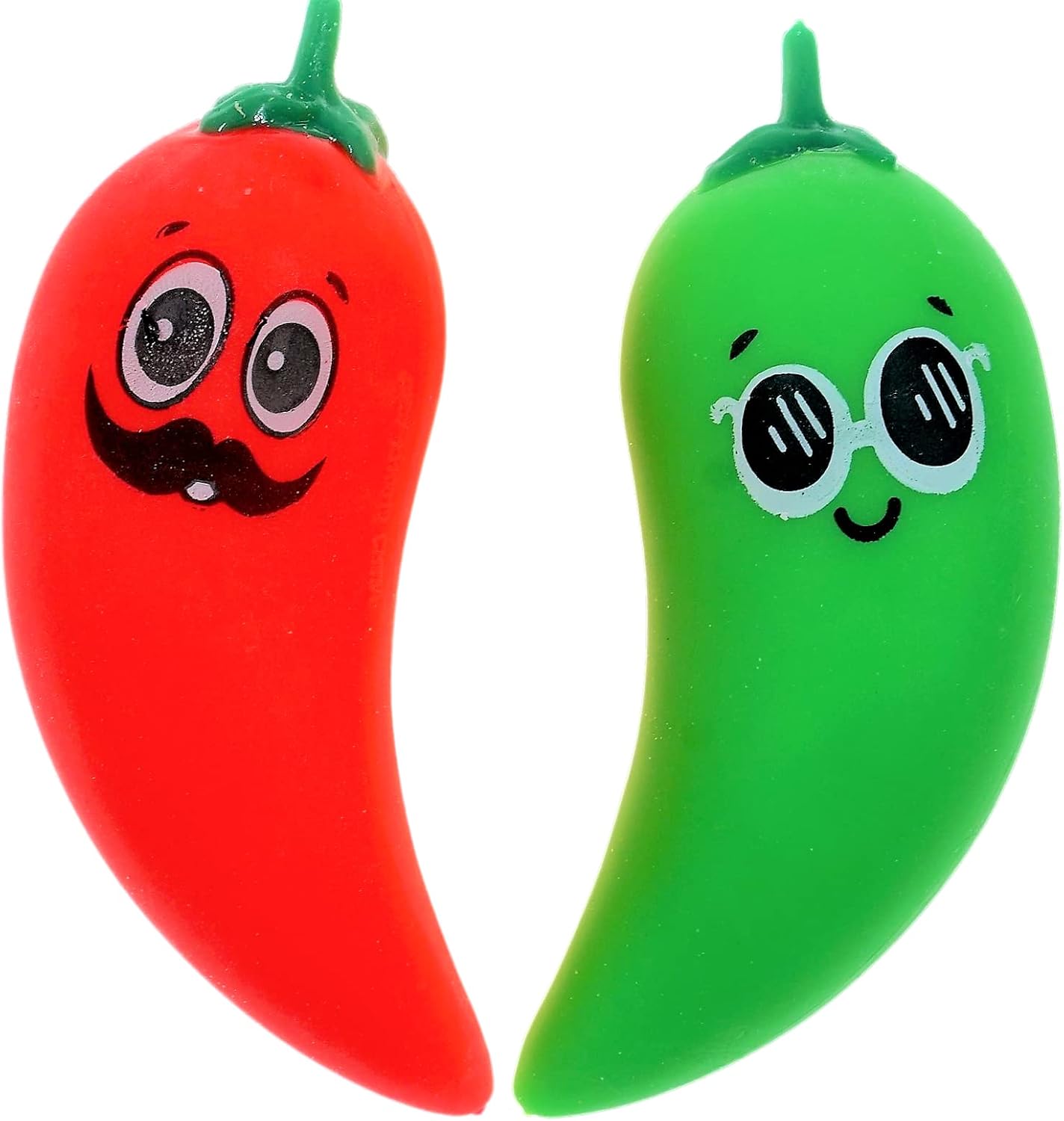 JA-RU Stretchy Peppers Squishy Veggies Sensory Toys (2 Pack) - Squish Attack Fidget Stress Relief - Easter Gifts for Kids & Adults, Autism Toys