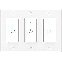 Smart Switch 3Gang Smart Light Switch 3 Gang, 2.4Ghz in-Wall Smart Switch WiFi Light Switch Compatible with Alexa and Google Assistant, Single Pole, Need Neutral Wire