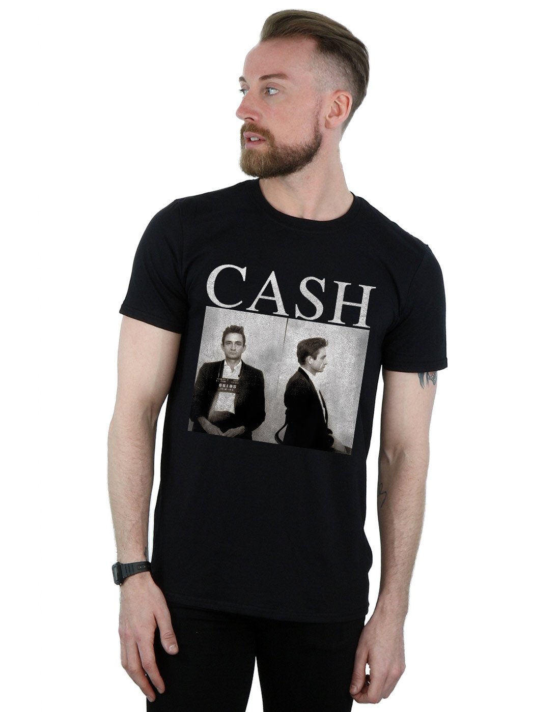 Absolute Cult Johnny Cash Men's Mugshot T-Shirt Black XXX-Large